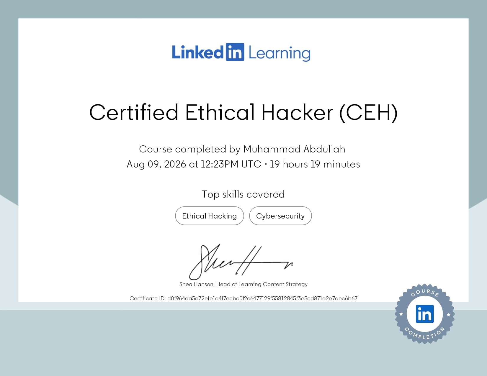 Ethical Hacking certificate 1